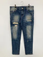 WHITE LINE デニムパンツ MEDIUM ブルー レギュラー ストレート スタンダード 無地 フルレングス ヴィンテージ クラッシュ・ダメージ メンズのサムネイル