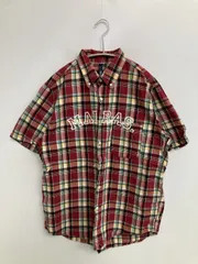 SILAS サイラス シャツ/ブラウス M レッド コットン チェック柄 前面プリント ミドル丈 半袖 ボタンダウン メンズのサムネイル
