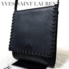 ☆★美品★Yves Saint Laurent　イヴサンローラン★ショルダーバッグ　ヴィンテージ　レースアップデザイン　斜め掛け　レザー　ブラック　ゴールド金具　保存袋♯2617のサムネイル