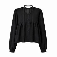 新品)ブラック シースルー パフ ブラウスのサムネイル