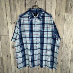 PHAT FARM ファットファーム ブルー 半袖 チェック コットン シャツ メンズ 2XL サイズのサムネイル