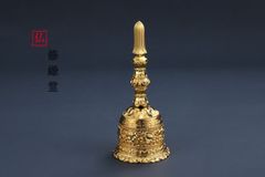 【修縁堂】密教法具古美術品 鬼面五鈷蓮金剛鈴 チベット密教 高さ18.5cm 修縁堂】密教法具古美術品 鬼面五鈷蓮金剛鈴 チベット密教 高さ18.5cm