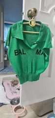 バルマン グリーン ニット 半袖Tシャツのサムネイル
