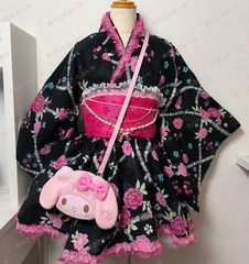 ❤︎1点限り❤︎浴衣ドレス❤︎クロミちゃん❤︎帯ポーチ4点セット 