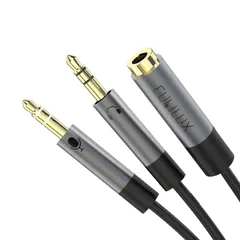 【新着商品】Cubilux 3.5mmイヤホン2分配器、4極(TRRS)(CTIA)メス3極(TRS)オスイヤホン マイク変換アダプタ、ヘッドフォン端子分岐スプリッター、PC、パソコ、コンピュータに対応、25cmのサムネイル