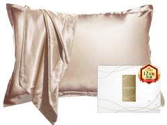 【新着商品】シルク枕カバーまくらカバー 洗える 両面シルク90% 19匁 SEAWIND 美肌 美髪 うるつや髪 洗濯可 髪に優しい (シャンパンゴールド43×63cm)