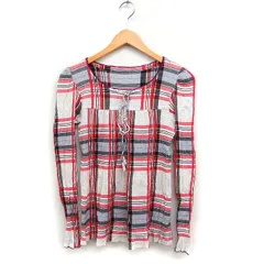 ツモリチサト TSUMORI CHISATO チェック柄 ブラウス 長袖 リボン コットン 綿 2 レッド 赤 ホワイト 白 /FT11のサムネイル