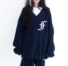shop faerie ワッフル オーバーサイズ スウェット ネイビーのサムネイル