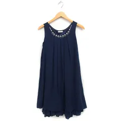 アクシーズファム axes femme シフォン ワンピース ノースリーブ ひざ丈 Aライン 装飾 パーティードレス M ネイビー 紺 /FT37