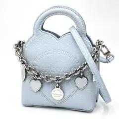 TIFFANY & Co.（ティファニー）リターン トゥ ティファニー マイクロ チャーム トートバッグ 2WAY ショルダーバッグ ライトブルー レザー シルバー金具 レディース【中古】のサムネイル
