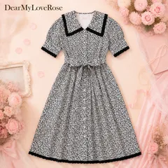 DearMyLoveRose♡夏 花柄フレアワンピース ♡大きいサイズLL ガーリー量産型 ゆめかわ系にものサムネイル