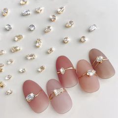 [Special Sale] Small 3D Rhinestones, Clear Nail Art Parts, Glitter, Nail Art Supplies, 50-Piece Set, Jewelry Decorating Parts, Craft Supplies, Handmade (Clear A)