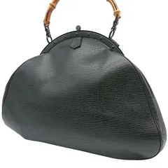 【美品】GUCCI グッチ バンブー がま口 ハンドバッグ ブラック レザー 112176 オールドグッチのサムネイル