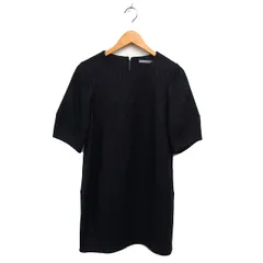 セオリーリュクス theory luxe ニット ワンピース ゆったり ミニ ウール混 ラウンドネック 五分袖 38 黒 ブラック /NT26のサムネイル