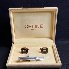 CELINE セリーヌ ネクタイピン カフリンクス セット 馬車ロゴ 金 ケース付きのサムネイル