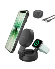 新品 Belkin 25W Qi2 2-in-1 ワイヤレス充電スタンド MagSafe マグセーフ 急速充電 iPhone1716～12 Applewatch アップルウォッチ 対応 チャコールブラック WIZ043dqCHのサムネイル