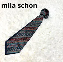 mila schon ミラ　ショーン　ネクタイ　ネイビー　レッド　グリーン　総柄　シルク100%　イタリア製