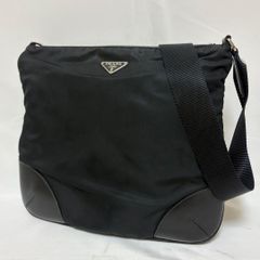 美品 プラダ ナイロン レザー 三角ロゴ ショルダーバッグ ブラック