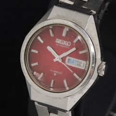 稼動 セイコー レディース腕時計 自動巻き カットガラス デイト 赤 