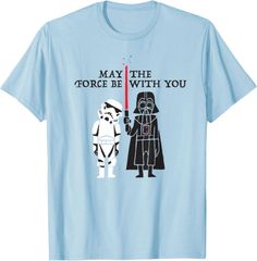 신품미사용품 스타·워즈 다스·베이더＆스톰트루퍼 May The Force Be With You 귀여운 일러스트 T셔츠 포스와 함께 나타나는 것을 S~3XL