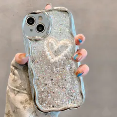 iPhone 16 用 ケース ハート パール シルバー 韓国 なみなみ かわいいスマホケース キラキラ おしゃれ ソフト ウェーブ型 人気 TPU 携帯カバー 耐衝撃 全面保護