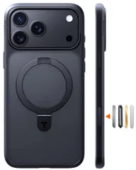 【スタンド入門モデル・初心者向け】TORRAS iPhone 17 Pro 用 ケース マグネット式 MagSafe対応 4倍軍用耐衝撃 黄ばみなし カメラコントロール スリム リング 3in1多機能 滑り止め Ostand Q1 Guardian ブラック