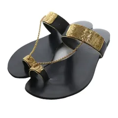 カサデイ CASADEI チェーンサンダル CHAIN SANDAL 35 黒 ブラック ゴールドカラー /SS ■OSのサムネイル