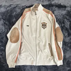 【USED】USA古着 LRG トラックジャケット 2XL ビッグサイズ ジャージ オーバーサイズ ヒップホップ ストリート スケーター Y2K ワッペン 刺繍 ロゴ ベージュ アイボリー フルジップ ジップアップ US古着 メンズ ビッグシルエットのサムネイル