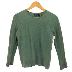 ポロラルフローレン POLO RALPH LAUREN 現行タグ ウールカシミヤ ポニー刺繍 ケーブル編み クルーネックニット レディース import：M 