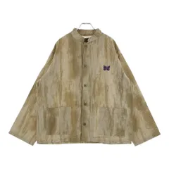 Needles (ニードルス) ×ts(S) STAND COLLAR SHIRT ティーエスエス スタンドカラー 胸パピヨン刺繍シャツ ストライプ柄カバーオール ベージュのサムネイル