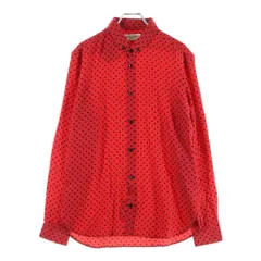 SAINT LAURENT PARIS (サンローランパリ) 22SS ドット柄 シルクボタンダウンシャツ 長袖シャツ レッド/ブラック 653862 Y2D15のサムネイル