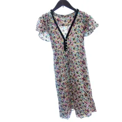 ザラ ベーシック ZARA BASIC ワンピース ひざ丈 花形 フレンチスリーブ XS アイボリー 白 ホワイト /AU