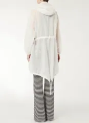MAX MARA マックスマーラ シルク オーガンザ ブレンド シースルー 白 マキシ パーカ 38のサムネイル