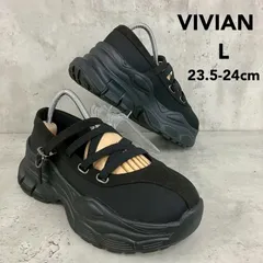 美品 Vivian 厚底 レースアップ メリージェーン スニーカー ブラック L 23.5cm 24cm ボリュームソール クロスストラップ 黒 カジュアル スポーツサンダル サンダル 厚底スニーカー レディース 靴 韓国 夏 ★ ■◆のサムネイル