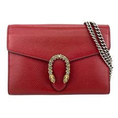 GUCCI 구찌 디오뉴소스 체인 지갑 미니 가죽 체인백 숄더백 401231 여성 가죽 레드 중고