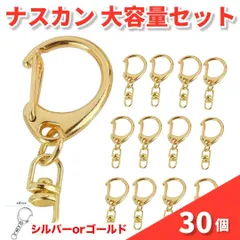 30個セット ナスカン キーホルダー 金具 ゴールド ハンドメイド パーツ アクセサリー 材料 カラビナ フック キーチェーン バッグチャーム カン付き 丸カン シンプル DIY 部品 金色 手芸用品 推し活 手作り用