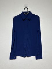 トリココムデギャルソン tricot COMME丸襟長袖シャツ紺日本製