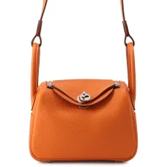 エルメス ハンドバッグ リンディ ミニ オレンジ/シルバー金具 トリヨンクレマンス K刻印 HERMES 2wayのサムネイル