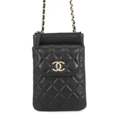 シャネル チェーンショルダーバッグ マトラッセ ココマーク フォンケース ラムスキン CHANEL 黒のサムネイル