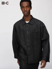 UNIQLO C プレミアムリネンシャツジャケット L ブラック - メルカリ