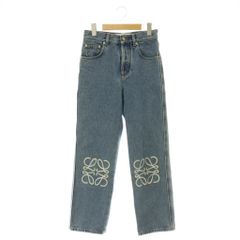 未使用】ロエベ アナグラム コットンデニムパンツ ブルー ハイウエスト 