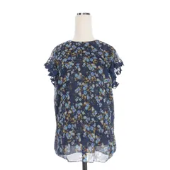 ディースクエアード DSQUARED2 22SS Frill Top フラワープリント シルクシャツ ブラウス 半袖 38 ネイビー 紺 S72NC0989 国内正規のサムネイル