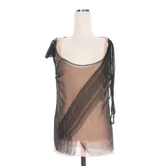 ディースクエアード DSQUARED2 22SS Asymmetrical Bow Top レイヤード シルクシャツ ブラウス 38 ブラック/ピンクベージュ S72NC0979 国内正規のサムネイル