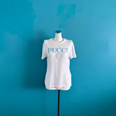 971 EMILIO PUCCI エミリオプッチ 立体ロゴ Tシャツ 白 XSサイズのサムネイル