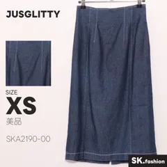 美品 JUSGLITTY スカート ミディ丈　タイト　デニム　裏地付き　後ろジップ　綿100％　日本製のサムネイル
