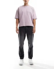オンリーアンドサンズ メンズ ボトムス デニムパンツ テーパードフィット ジーンズ ONLY SONS Yoke tapered fit jeans in washed Black washed ブラックのサムネイル