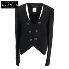 CHANEL　シャネル　美品 12AW P44296V12297 ブラック ウールナイロン ツイードノーカラージャケット　36のサムネイル