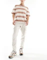 オンリーアンドサンズ メンズ ボトムス カジュアルパンツ スリムフィット Only Sons slim fit tapered cargo in ecru Moonbeam エクリュのサムネイル