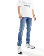 オンリーアンドサンズ メンズ ボトムス デニムパンツ スリムフィット ジーンズ Only Sons Loom slim fit jeans in mid wash Medium blue denim デニムのサムネイル