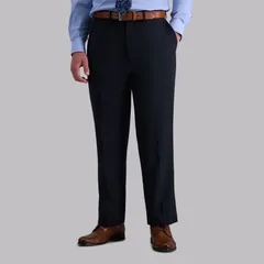 ハガー メンズ ボトムス カジュアルパンツ Mens Haggar eCLo Stria ClassicFit FlatFront Dress Pants Navy ネイビーのサムネイル